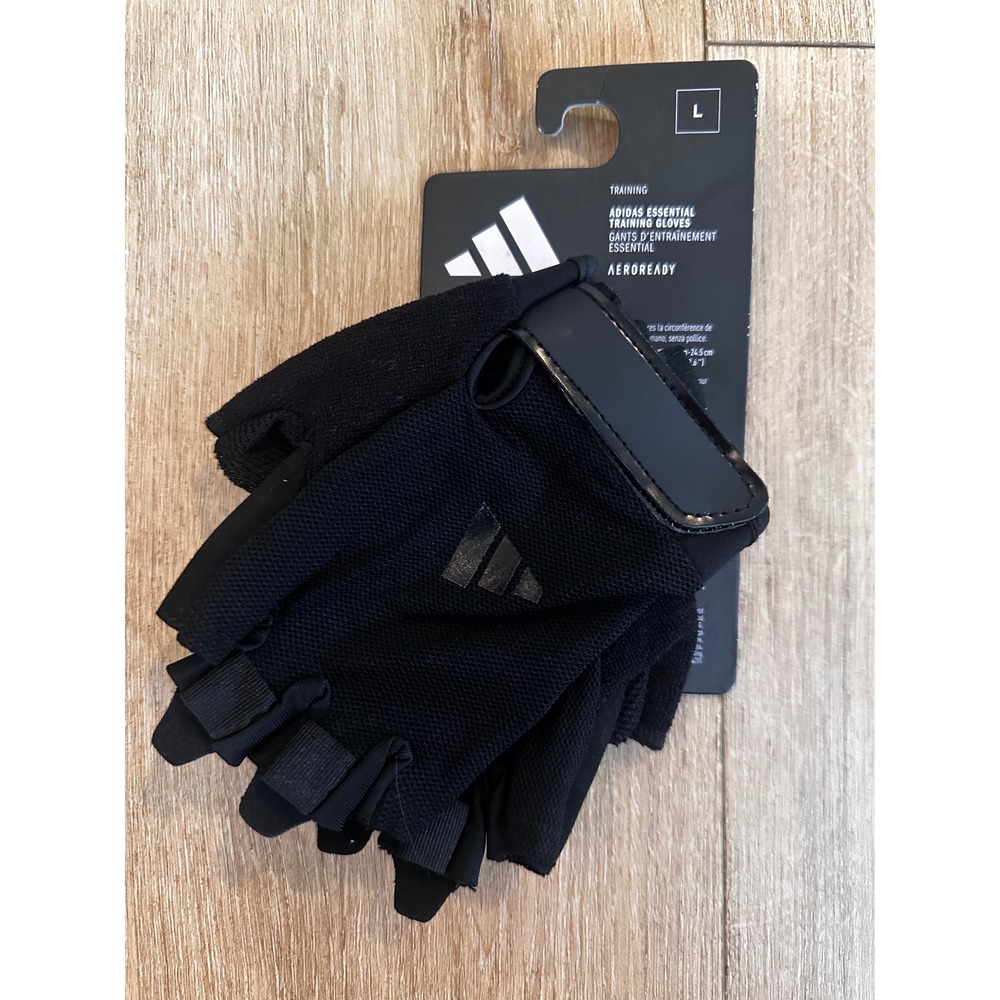 Adidas Essential Training Gloves Black Aeroready Fingerless Gym Fitness L New